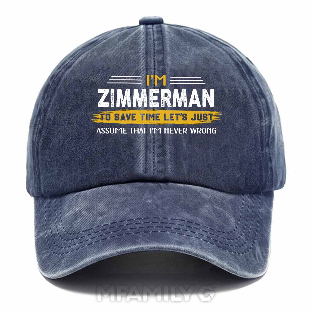 Zimmerman Never Wrong Washed Baseball Cap