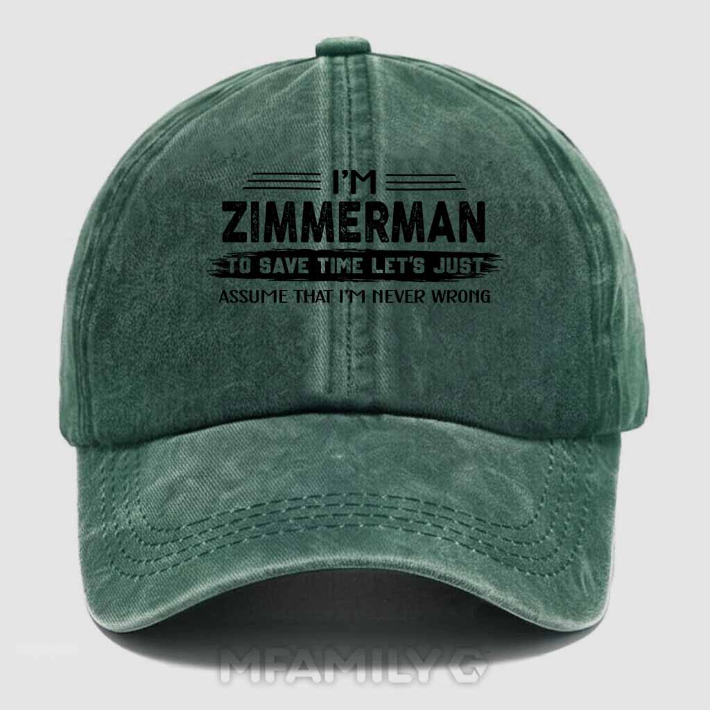 Zimmerman Never Wrong Washed Baseball Cap