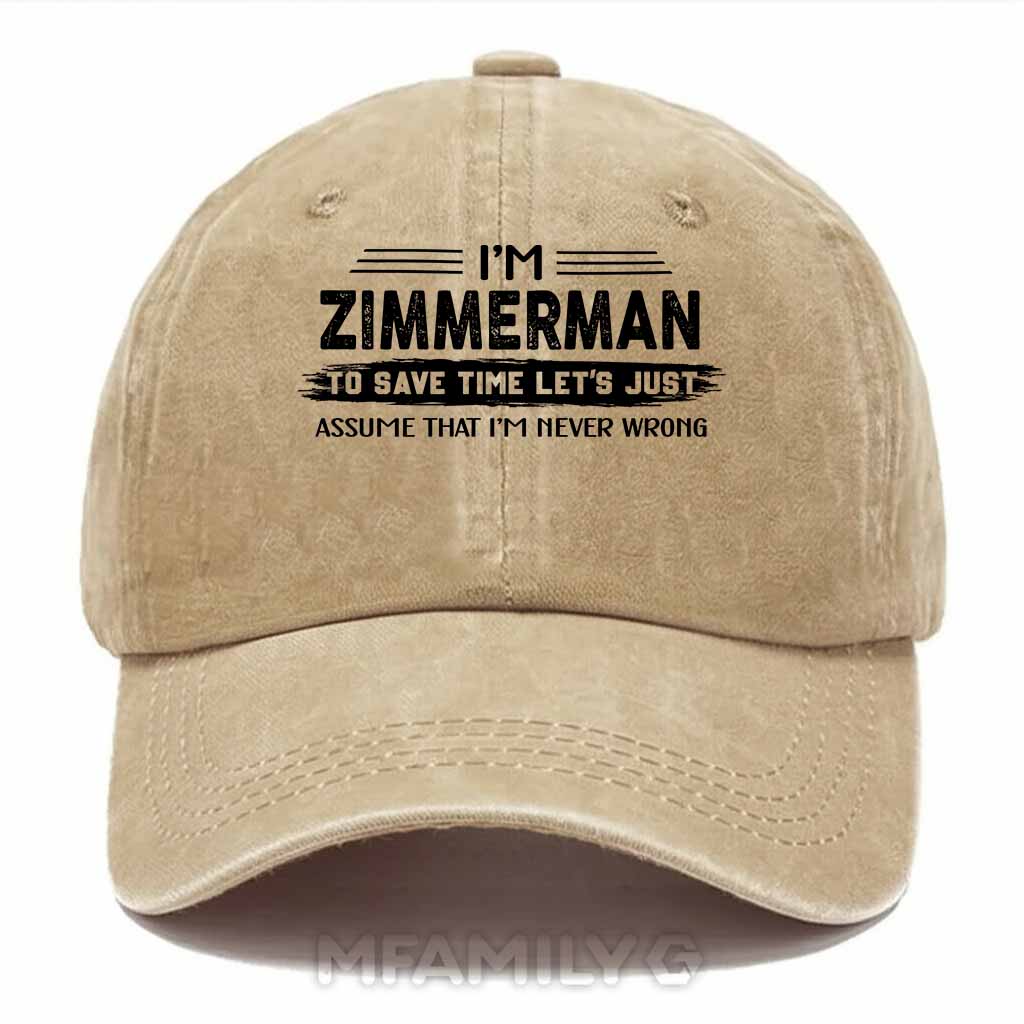 Zimmerman Never Wrong Washed Baseball Cap