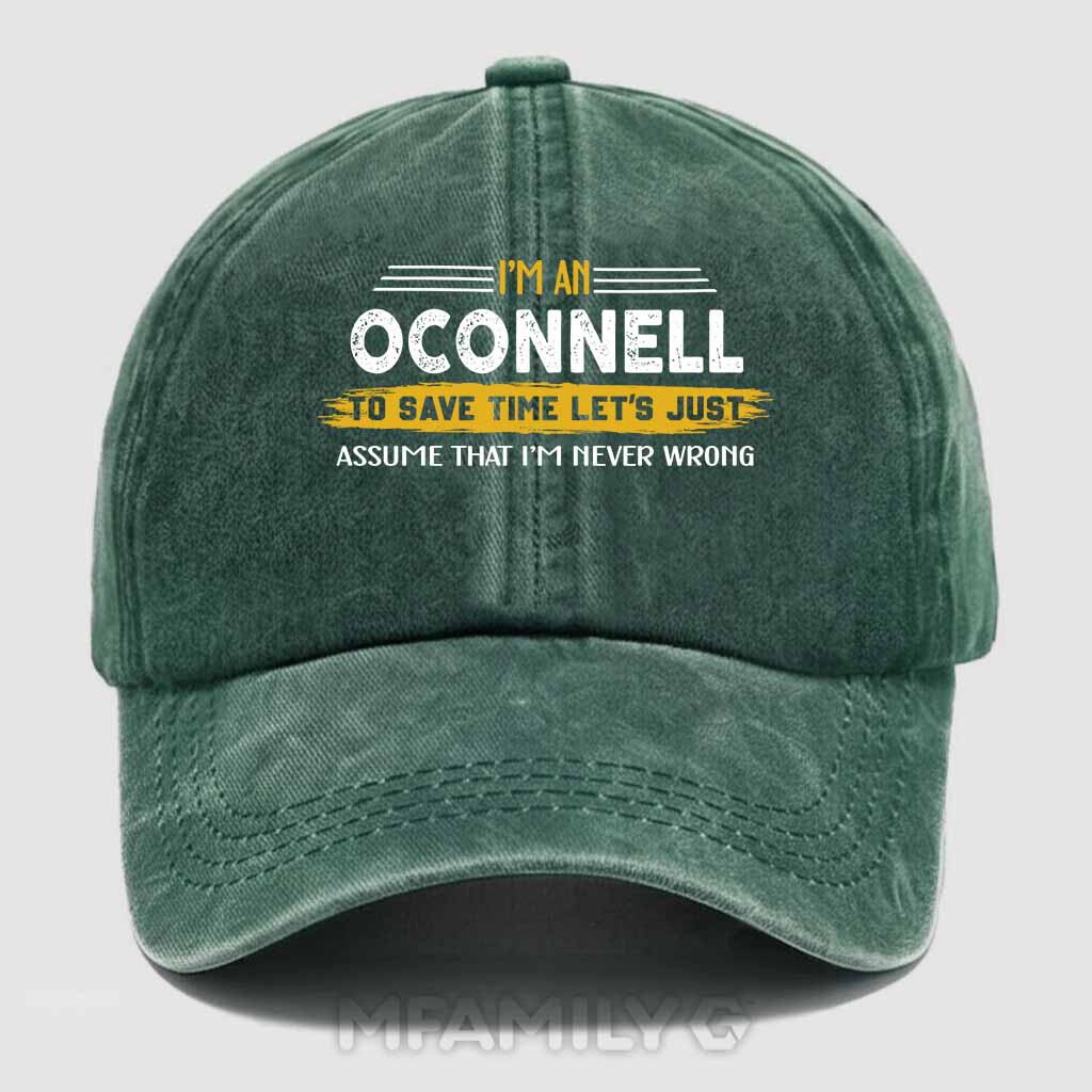 Oconnell Never Wrong Washed Baseball Cap